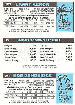 1980-81 Topps #19 / 209 / 246 Bob Dandridge / John Drew / Larry Kenon Back