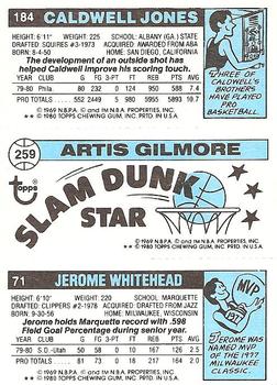1980-81 Topps #71 / 184 / 259 Jerome Whitehead / Artis Gilmore / Caldwell Jones Back