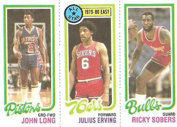 1980-81 Topps #1 / 49 / 88 John Long / Julius Erving / Ricky Sobers Front