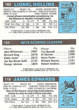 1980-81 Topps #118 / 153 / 182 James Edwards / Mike Newlin / Lionel Hollins Back