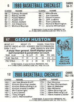 1980-81 Topps #5 / 12 / 67 Gus Williams / Geoff Huston / John Drew Back