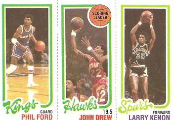 1980-81 Topps #19 / 127 / 209 Phil Ford / John Drew / Larry Kenon Front