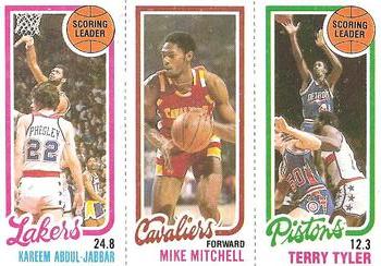 1980-81 Topps #56 / 81 / 132 Kareem Abdul-Jabbar / Mike Mitchell / Terry Tyler Front
