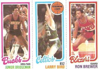 1980-81 Topps #31 / 146 / 198 Junior Bridgeman / Larry Bird / Ron Brewer Front