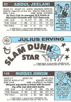 1980-81 Topps #62 / 149 / 262 Marques Johnson / Julius Erving / Abdul Jeelani Back