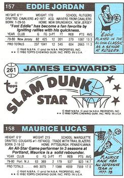 1980-81 Topps #157 / 158 / 261 Maurice Lucas / James Edwards / Eddie Jordan Back