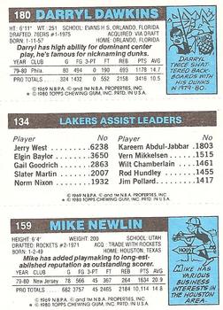 1980-81 Topps #134 / 159 / 180 Mike Newlin / Norm Nixon / Darryl Dawkins Back