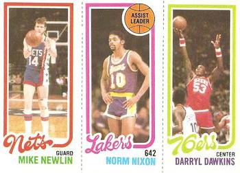1980-81 Topps #134 / 159 / 180 Mike Newlin / Norm Nixon / Darryl Dawkins Front