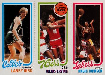 1980-81 Topps #34 / 139 / 174 Larry Bird / Julius Erving / Magic Johnson Front