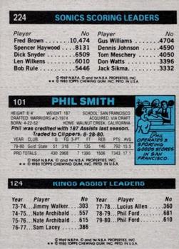 1980-81 Topps #101 / 124 / 224 Phil Ford / Phil Smith / Gus Williams Back