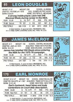 1980-81 Topps #27 / 85 / 170 Earl Monroe / James McElroy / Leon Douglas Back
