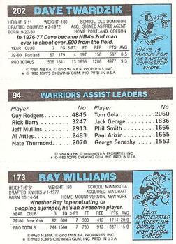 1980-81 Topps #94 / 173 / 202 Ray Williams / John Lucas / Dave Twardzik Back