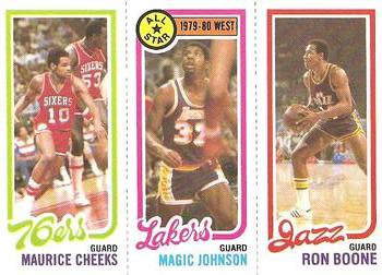 1980-81 Topps #18 / 178 / 237 Maurice Cheeks / Magic Johnson / Ron Boone Front