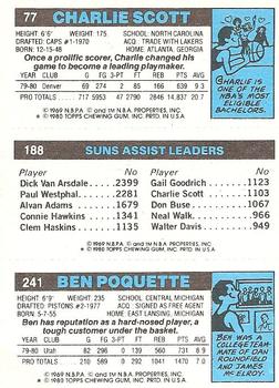 1980-81 Topps #77 / 188 / 241 Ben Poquette / Paul Westphal / Charlie Scott Back