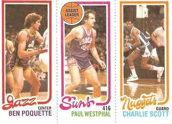 1980-81 Topps #77 / 188 / 241 Ben Poquette / Paul Westphal / Charlie Scott Front