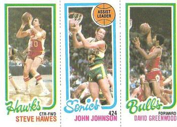 1980-81 Topps #24 / 45 / 226 Steve Hawes / John Johnson / David Greenwood Front