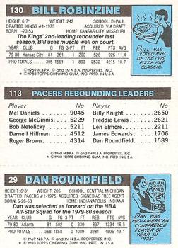 1980-81 Topps #29 / 113 / 130 Dan Roundfield / Mickey Johnson / Bill Robinzine Back