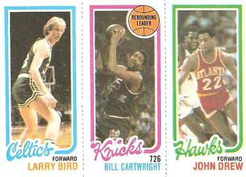 1980-81 Topps #23 / 34 / 164 Larry Bird / Bill Cartwright / John Drew Front