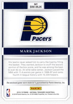 2018-19 Panini National Treasures - Biography Materials #BM-MJK Mark Jackson Back