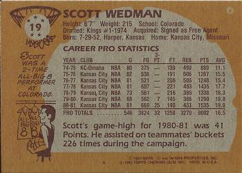1981-82 Topps #19 Scott Wedman Back