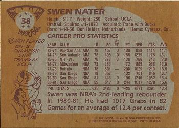 1981-82 Topps #38 Swen Nater Back