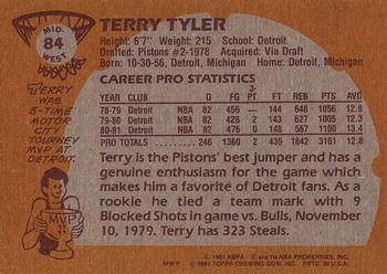 1981-82 Topps #MW84 Terry Tyler Back