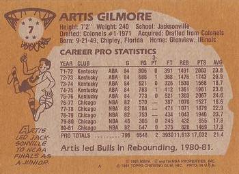 1981-82 Topps #7 Artis Gilmore Back