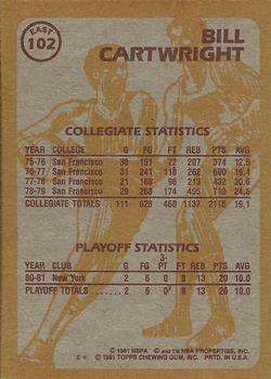 1981-82 Topps #E102 Bill Cartwright Back