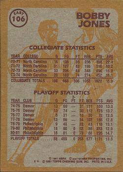1981-82 Topps #E106 Bobby Jones Back