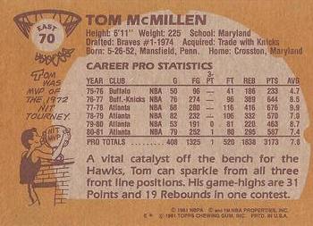 1981-82 Topps #E70 Tom McMillen Back