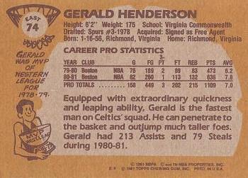 1981-82 Topps #E74 Gerald Henderson Back