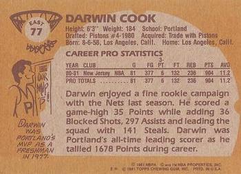 1981-82 Topps #E77 Darwin Cook Back