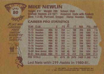 1981-82 Topps #E80 Mike Newlin Back