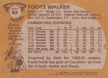 1981-82 Topps #E83 Foots Walker Back
