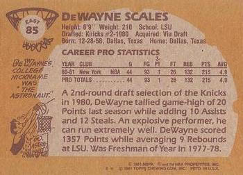 1981-82 Topps #E85 DeWayne Scales Back
