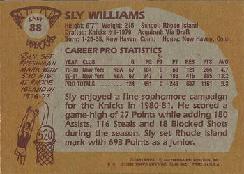 1981-82 Topps #E88 Sly Williams Back