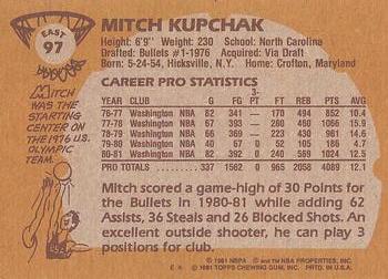 1981-82 Topps #E97 Mitch Kupchak Back