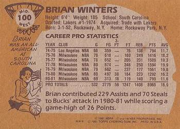 1981-82 Topps #MW100 Brian Winters Back