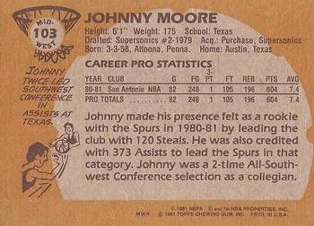 1981-82 Topps #MW103 Johnny Moore Back