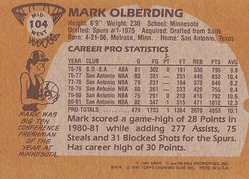 1981-82 Topps #MW104 Mark Olberding Back