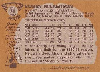 1981-82 Topps #MW70 Bobby Wilkerson Back