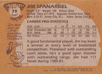 1981-82 Topps #MW79 Jim Spanarkel Back