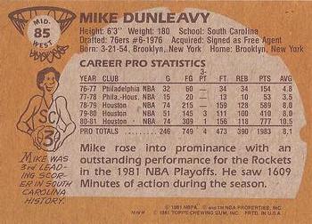 1981-82 Topps #MW85 Mike Dunleavy Back