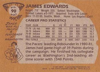 1981-82 Topps #MW90 James Edwards Back