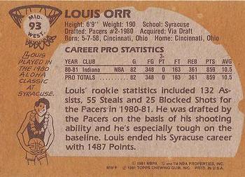 1981-82 Topps #MW93 Louis Orr Back