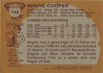 1981-82 Topps #W103 Wayne Cooper Back