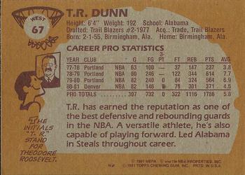 1981-82 Topps #W67 T.R. Dunn Back