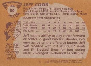 1981-82 Topps #W80 Jeff Cook Back