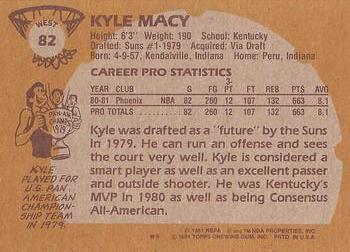 1981-82 Topps #W82 Kyle Macy Back