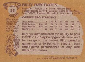 1981-82 Topps #W83 Billy Ray Bates Back
